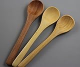 10 Wooden Small Scoop Teaspoon Coffee Kitchen Cooking Condiment Utensil Catering Spoon (Random Color)