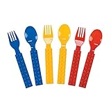 Fun Express - Block Party Fork & Spoon Set (16pc) for Birthday - Party Supplies - Solid Tableware - Cutlery - Birthday - 16 Pieces