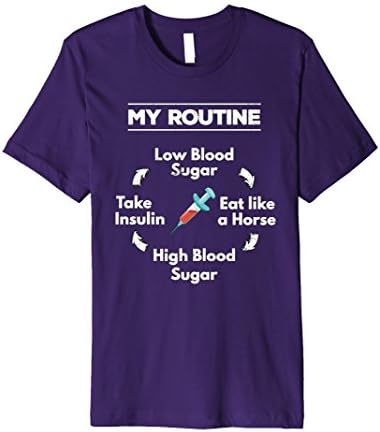 Mens Diabetes Routine Insulin Needle Low High Blood Sugar T-Shirt 2XL Purple