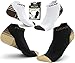 Physix Gear Short Compression Socks for Men & Women - Best Low Compression Socks Women & Men with Arch Support, Ideal for Running, Plantar Fasciitis comfort, and Swelling - Ankle, Brown/White, S/M