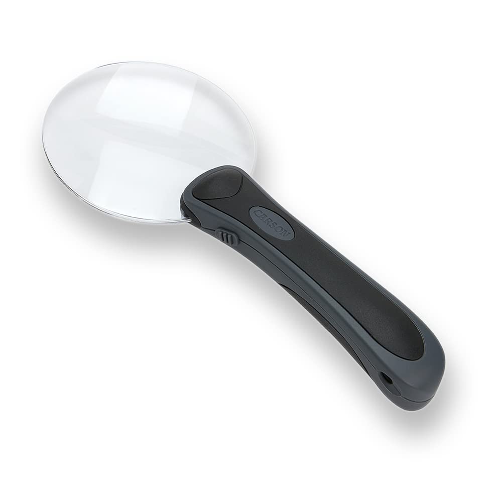 Carson Lighted Reading Magnifier, Acrylic, Grey, 3.5X Round