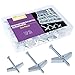 Swpeet Assorted 24 Pcs Toggle Bolt and Wing Nut for Hanging Heavy Items on Drywall - 1/8 Inch, 3/16Inch, 1/4Inch