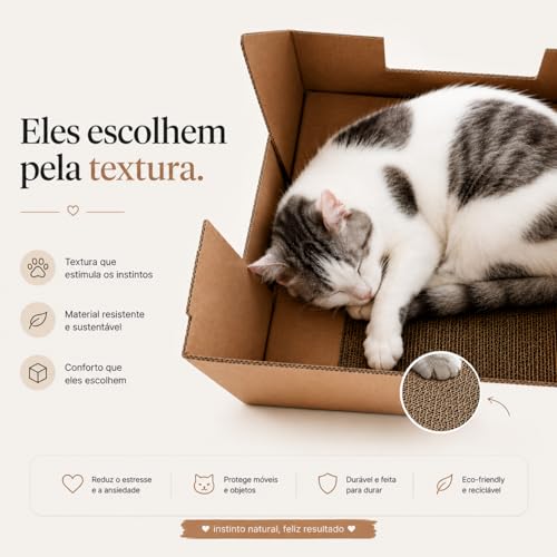 Casa para Gato com Arranhador e Tunel Casinha Desmontável Kartona