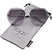 SOJOS Oversized Rimless Sunglasses for Women Diamond Cutting Glasses SJ1073 with Silver Frame/Gradient Grey Lens