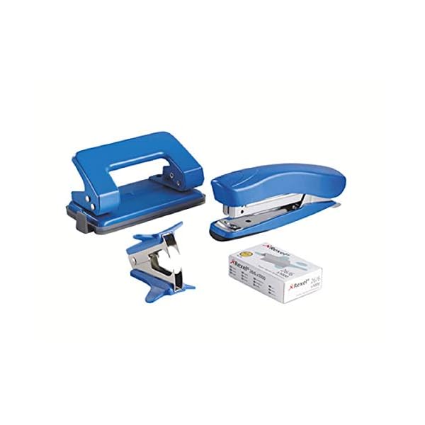 Rexel Mini Stapler and Hole Punch Set, Staple 15 Sheets, Punch 8 Sheets