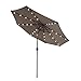 9 ft Outdoor Solar Powered 32 LED Lighted Patio Table Umbrella with Push Button Tilt Adjustment and Crank System 8 Rib 9 feet Solar Led Lights Steel Deluxe Market Umbrella High-quality Fabric Tan