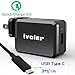 [Quick Charge 3.0] iVoler Adaptive Fast Charging 18W USB Wall Charger for HTC 10, LG G5, Samsung Galaxy S7/Edge/S6/Edge/+/Note 5, and More [QC 2.0 Compatible] [with 3.3ft/1m USB A-C Cable] (Black)