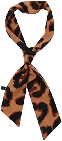 Women Ladies Leopard Print Scarf Wrap Shawls Soft Silk Scarf Ribbon Handbag Handle Wrap