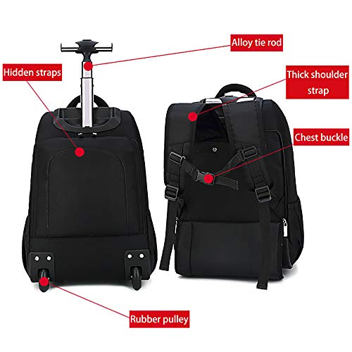 Wheeled Laptop Backpack 18" Rolling Carry-on Trolley School Bags Travel Luggage - Thumbnail 3