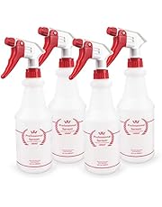 Uineko Plastic Spray Bottle (4 Pack, 24 Oz, All-Purpose) Heavy Duty Spraying Bottles Leak Proof Mist Empty Water Bottle for Cleaning Solution Planting Pet with Adjustable Nozzle and Measurements