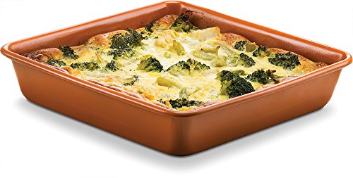 Ceramic Coated Baking Pan 9" Square â€“ Premium Nonstick, Even Cooking, Dishwasher and Oven Safe - PTFE/PFOA Free - Red Cookware and Bakeware by Bovado USA