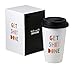 About Face Products Get Shit Done Thermal Ceramic Coffee Mug with Lid and Gift Box, 11 Ounces