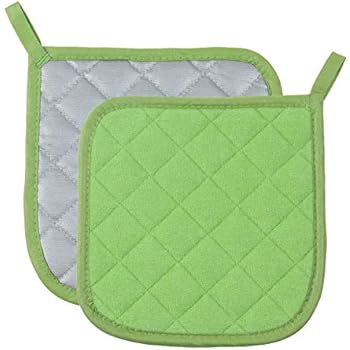 Pot Holders Cotton Made Machine Washable Heat Resistant Potholder, Pot Holder, Hot Pads, Trivet for Cooking and Baking (2, Green)