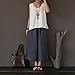 Aeneontrue Women's 100% Linen Capri Pants Casual Patchwork Cropped Trousers with Elastic Waist Gray L