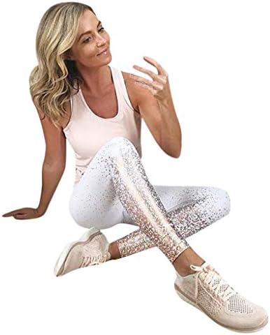 Xturfuo Women's Workout Printed Leggings Running Tights Yoga Pants Printed Leggings Full-Length Regular Size Black