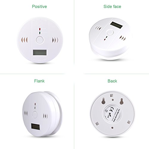 Carbon Monoxide Alarm,MagicFour Carbon Alarm,Alarm Clock Warning,Monoxide Gas Detectors with LCD Digital Display,Smoke And Fire Alarm Battery Operated,CO Alarm,White - Thumbnail 2