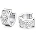 LOYALLOOK 3 Row Crystal Inlaid Stainless Steel Womens Mens Hoop Huggie Silver Tone