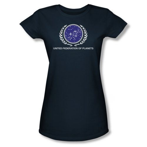 United Federation of Planets Logo -- Star Trek Crop Sleeve Fitted Juniors T-Shirt