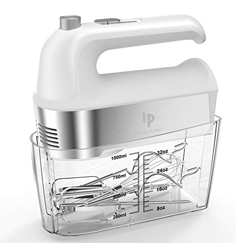 Hand Mixer Electric, 450W Kitchen Mixers with Scale Cup Storage Case , Turbo Boost / Self-Control Speed + 5 Speed…