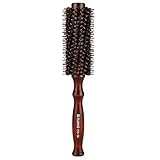 ALLMILL Natural Boar Bristle Round Comb Hair Brush with Ergonomic Natural Wood Handle,2.2 Inch,Styling Essentials for Hair Drying, Styling, Curling