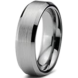 Charming Jewelers Tungsten Wedding Band Ring 6mm Men Women Comfort Fit Grey Black 18K Yellow Gold Plated Bevel Edge Brushed Polished