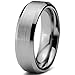 Charming Jewelers Tungsten Wedding Band Ring 6mm Men Women Comfort Fit Grey Black 18K Yellow Gold Plated Bevel Edge Brushed Polished