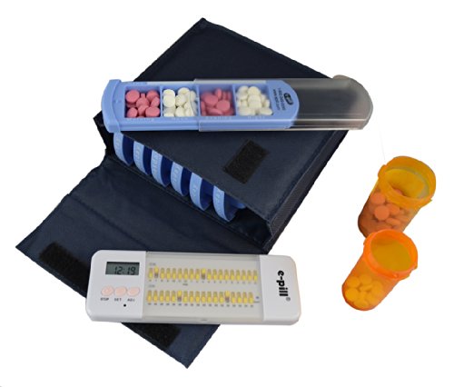 e-Pill 4 Times a Day x 7 Day Large Weekly Pill Organizer, Vitamin and Medicine Pill Box - with Discreet Case and Pill Reminder