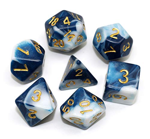 HD Dice DND RPG Polyhedral Dice Set Fit Dungeons and Dragons(D&D) Pathfinder Role Playing Games (Blue White)