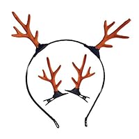 Rrunzfon Christmas Reindeer Antlers Headband Christmas Hair Clips Hair Hoop Halloween Christmas Party Headwear(Brown)