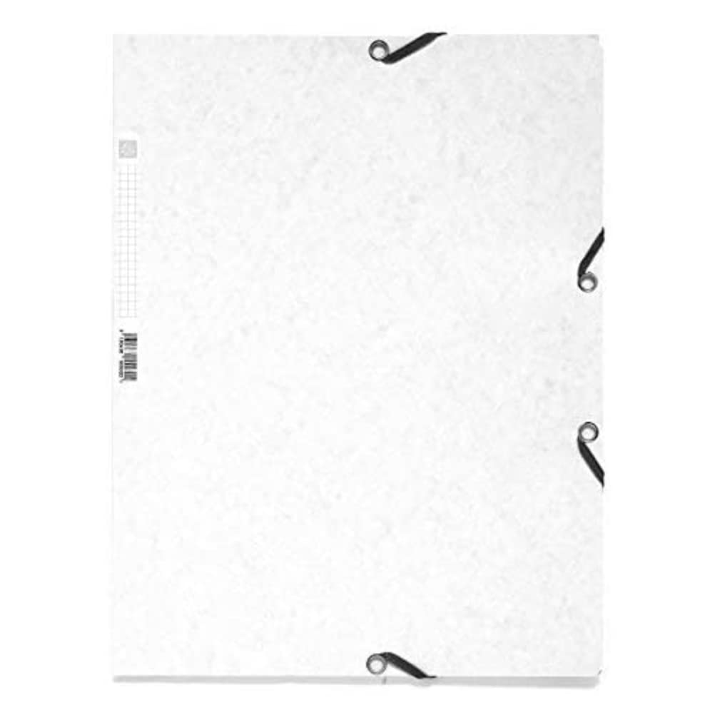 Exacompta - Ref 55506E - Europa Elasticated 3 Flap Folders (Pack of 25) - 24 x 32cm, Suitable for A4 Documents, 400gsm Genuine Premium Pressboard - White
