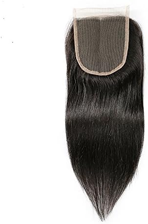 7A Straight Human Hair Closure Brazilian Virgin Hair Free Part Lace Closure Unprocessed Hair Extension 4"x4" Medium Brown Lace (12 inch)