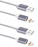 Smart&Cool Gen3 Super Magnetic Micro USB Charging and Data Transfer Cable for Android Phone and Tablets (2-Pack Grey)