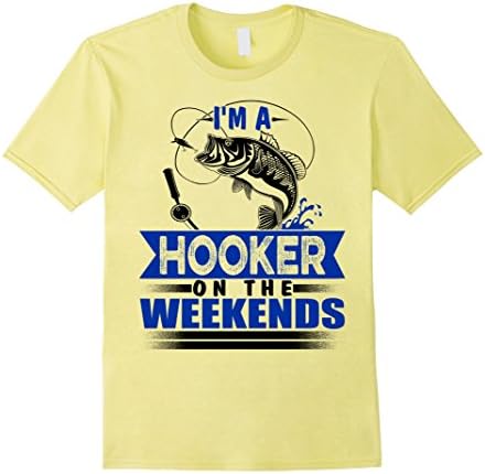 Mens Limited Edition - Funny Fishing Shirt "I'm a Hooker"  XL Lemon