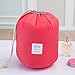 Travel Cosmetic Bags Barrel Makeup Bag,Women&Girls Portable Foldable Cases,EUOW Multifunctional Toiletry Bucket Bags Round Organizer Storage Pocket Soft Collapsible(Rosered)