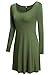 AZOT Women's Long Sleeve Casual Swing T-Shirt Loose Dress Knee Length Dresses
