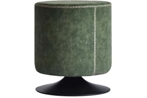 Round Footstool, PU Living Room Sofa Stool, 360 Degree Swivel, Home Dressing Table Stool (Color : Green-a, Size : 45cm)