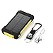 Solar Charger,10000mAh Solar Power Bank Dual USB Port Portable Charger,Solar Battery Charger for iPhone,iPad,iPod,Cell Phone,Tablet,Camera,Rain-Resistant Dust-Proof and Shockproof (Yellow)