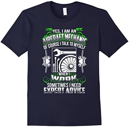Mens Aircraft mechanic shirt talk my self to get expert advice XL Navy