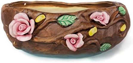 MZ Gardens Decorative 8.5 inches Hand Pinched Roses Ceramic Succulent Arrangement Planters Flower Cactus Pot Planter with Drainage Hole and Screens