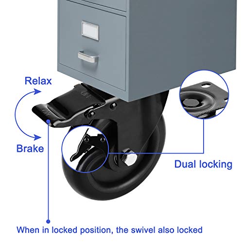 image for GloEra 5 Inch Swivel Caster Wheels Heavy Duty 1500 LBS Capacity with S