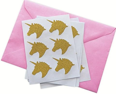 36 Glitter Gold Unicorn Stickers