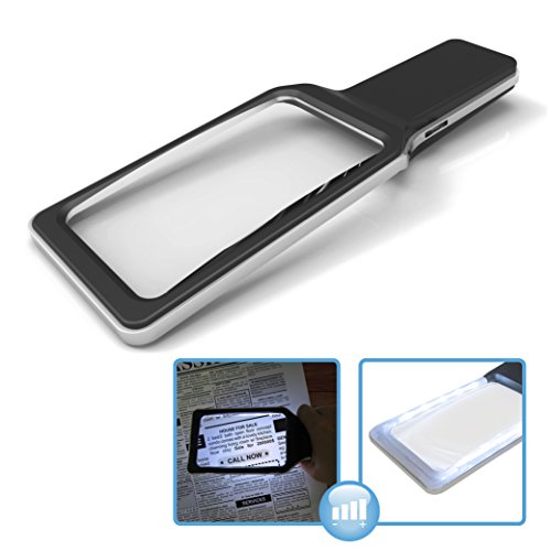 MagniPros 3X Large Handheld Magnifying Glass with 10 Dimmable Anti-Glare LED Lights(Provide more Evenly Lit area) & Bonus Cleaning Cloth