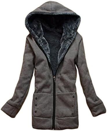 Shanmou Women's Long Winter Polar-Fleece Thickened Coats Jackets(Dark Grey, S)