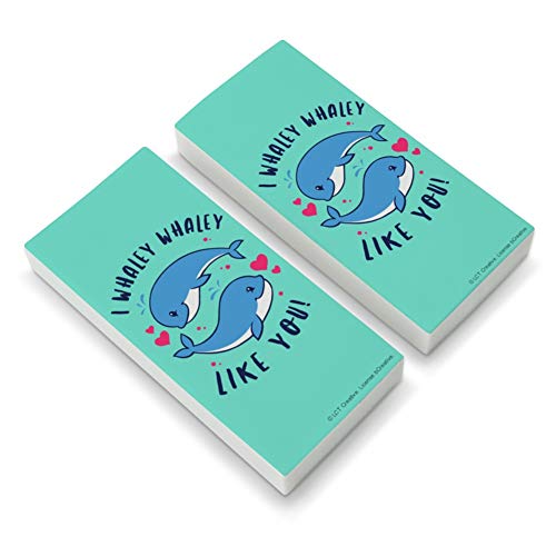 I Whaley Like You Really Whale Love Funny Humor Eraser Set of 2