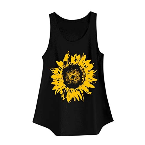 Comfortable Sweet Simple Sport Vest Tank Top Yoga Woman Sunflower Print Tops Sports Racerback Tank Top Elastic T-Shirt Sleeveless Vest for Fitness Gym Toponly - Thumbnail 4