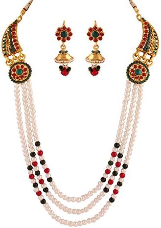 Variation Multi Liner Pearl Gold Plated Jewelry Necklace Set For Women - VD15408