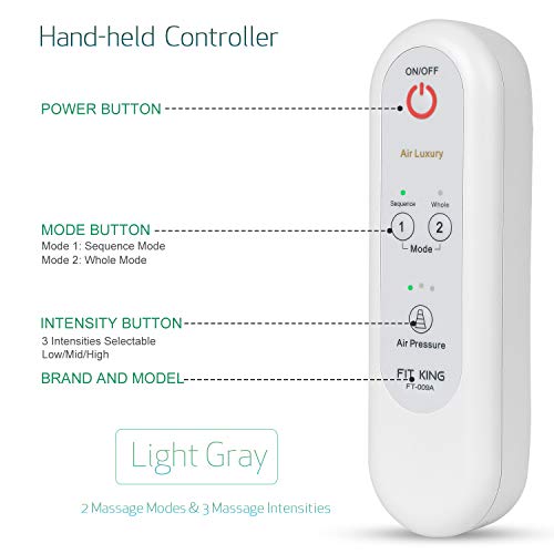FIT KING Leg Massager for Circulation Air Compression Foot and Calf Massager with Handheld Controller 2 Modes 3 Intensities (with 2 Extensions) - Thumbnail 5