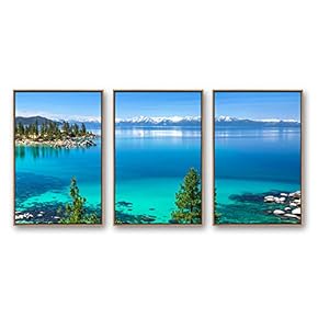 3 Piece Framed Canvas Wall Art for Living Room, Bedroom Lake Tahoe Canvas Prints for Modern Home Decoration Ready to Hang - 16"x24"x3 Panels