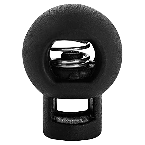 Single Hole Spring Loaded Round Ball Shaped Stop Sliding Cord Fastener Locks Buttons for Camping