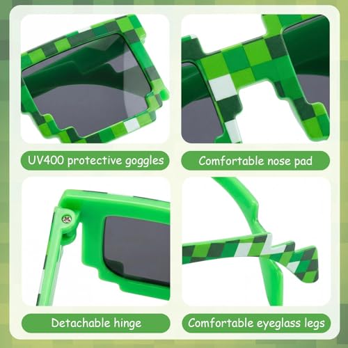 Dexpally 18 Pieces Pixel Mosaic Glasses Sunglasses Thug Life Glasses Party Pixels Glasses Cool Thug Life Pixel Sunglasses Glasses Mosaic Pixelated Funny